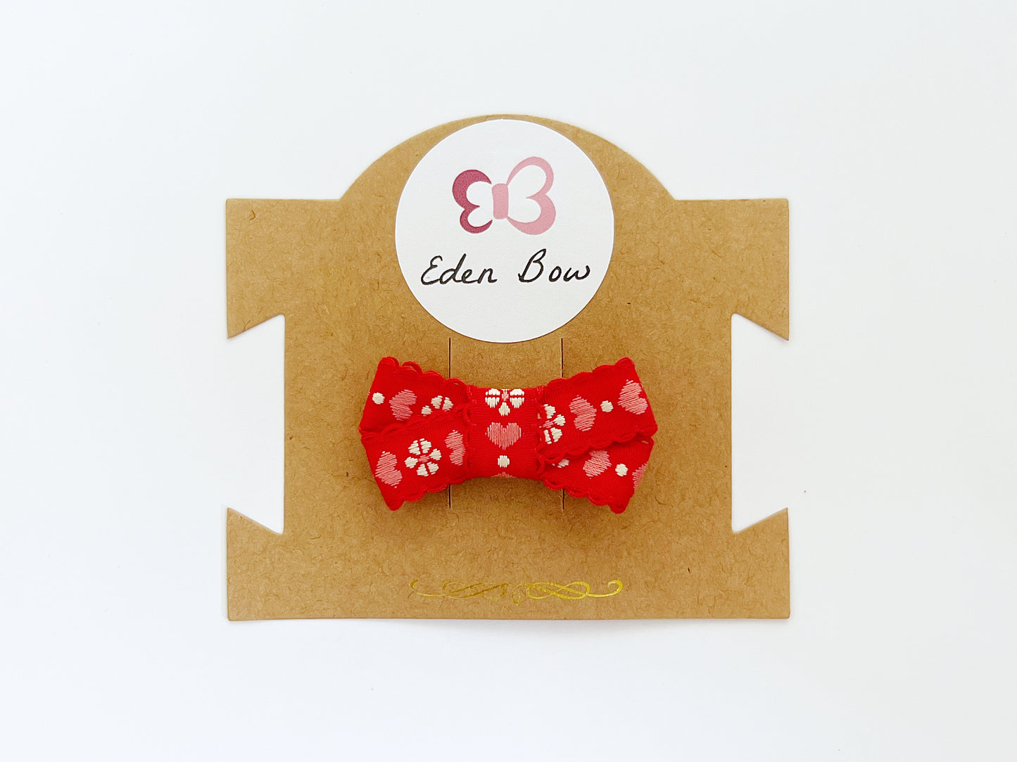 Red love embroidery bow