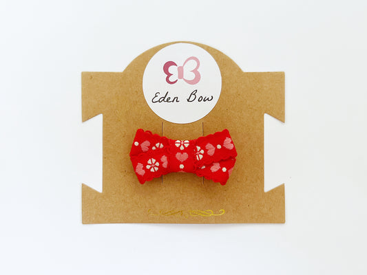 Red love embroidery bow