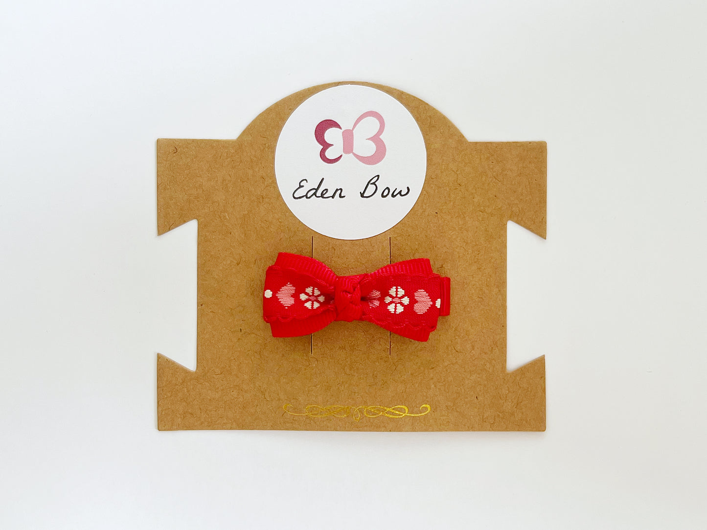 Red love embroidery knot bow