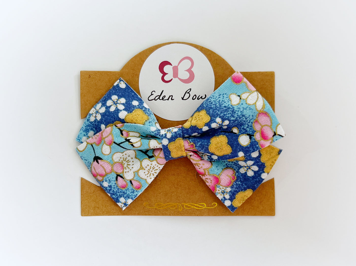 Blue sakura flower bow