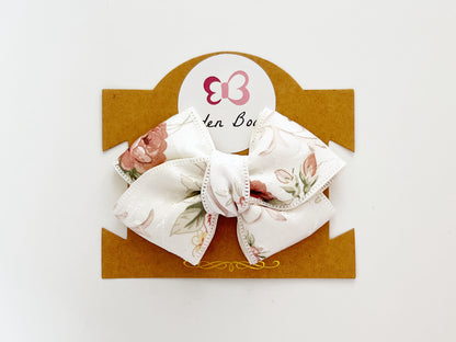 Jade white floral bow