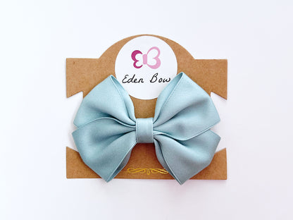 Nile blue cotton satin bow