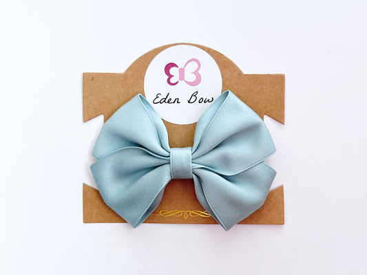 Nile blue cotton satin bow