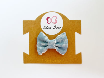 Denim lace bow