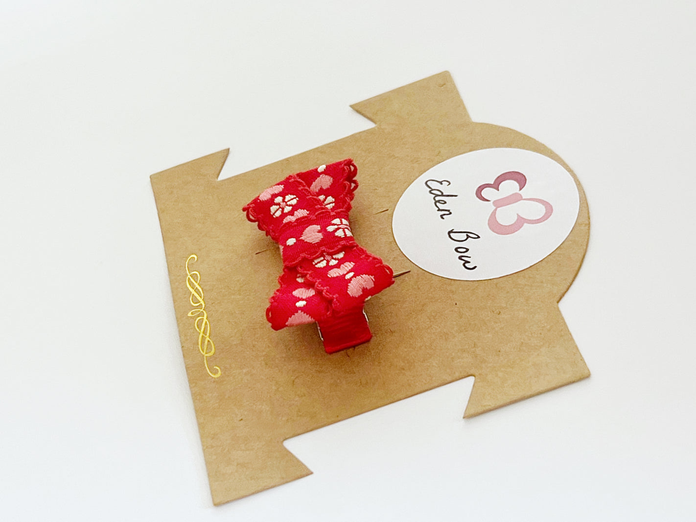 Red love embroidery bow
