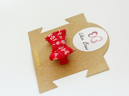 Red love embroidery bow