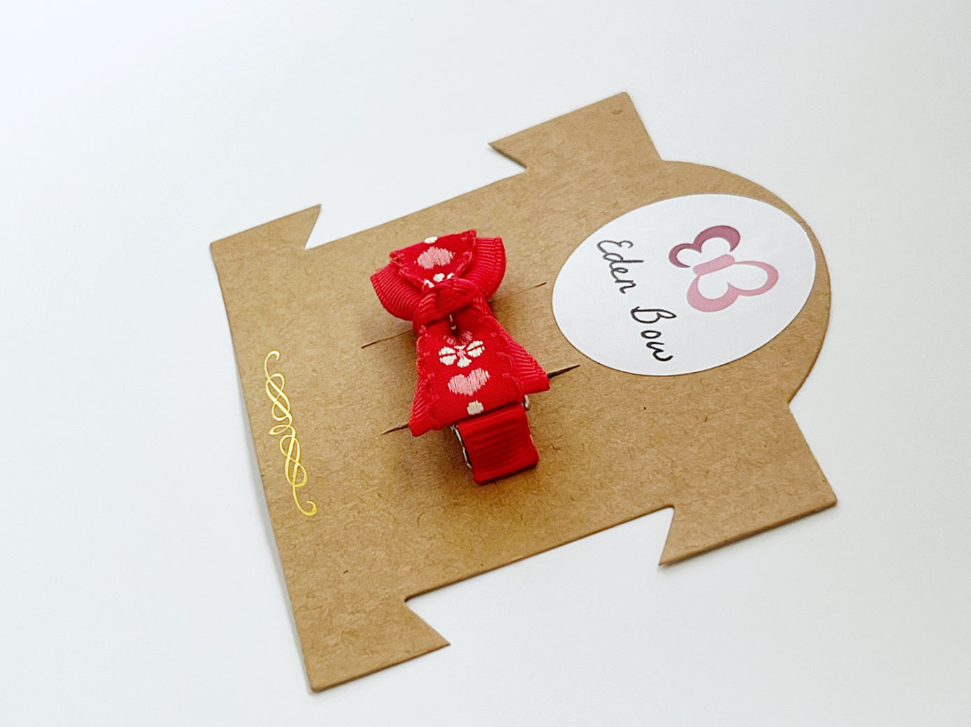 Red love embroidery knot bow