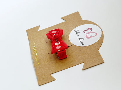 Red love embroidery knot bow